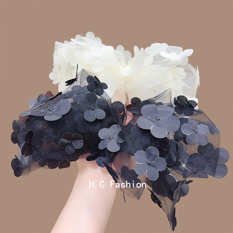 Large bow hairpin, mesh flower, high-end feel, spring clip, sweet new hair accessory, hairpin, super fairy-like headwear for women Specification drawing