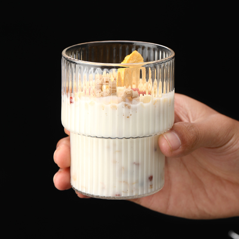 Ins-style cold drink juice high borosilicate glass cups, summer popular milk tea coffee cups, cold preservation in stock, direct sale, stacked cups Specification drawing