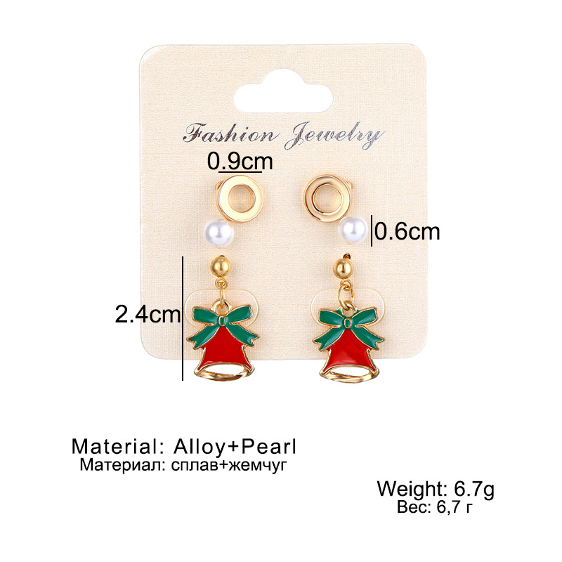 Christmas snowflake elk bell alloy earrings, European and American cross-border Christmas tree resin stud earrings Specification drawing
