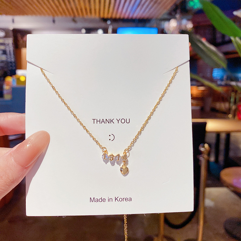 Korean-style fashionable lover's heart necklace, personality for a lifetime pendant, super sparkling crystal zircon titanium steel collarbone chain for women Application Scenario