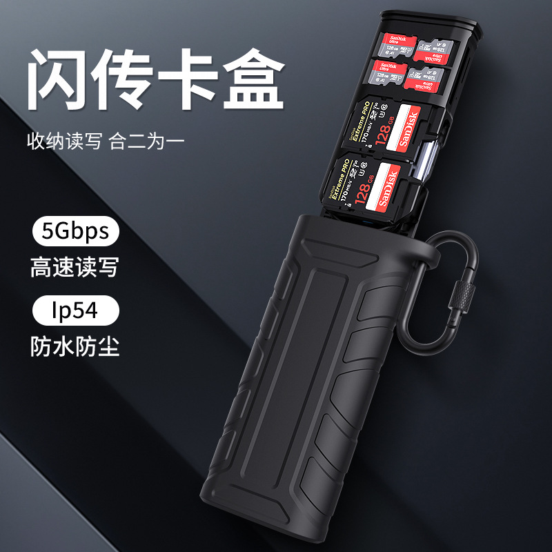 Multi-functional high-speed memory card reader, SD card, TF card storage box, mobile phone camera flash transfer card box, high-speed transfer full figure
