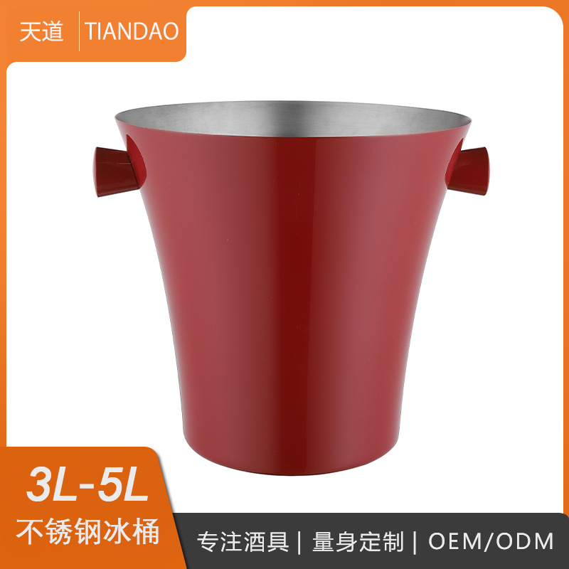 Cross-border stainless steel ice bucket 3L single-layer beer ice cube bucket, bar KTV red wine and champagne bucket, multiple capacity options available full figure