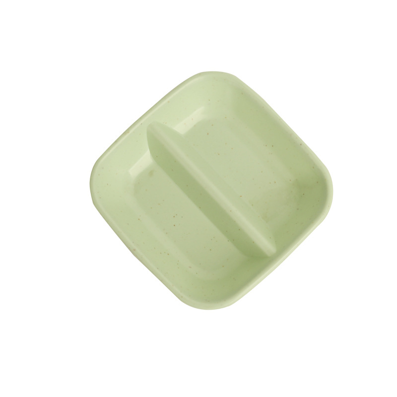 Amazon Japanese wheat straw seasoning dish, restaurant compartments soy sauce, plastic plate, dipping sauce, double-compartment grilled meat flavor dish Item Picture
