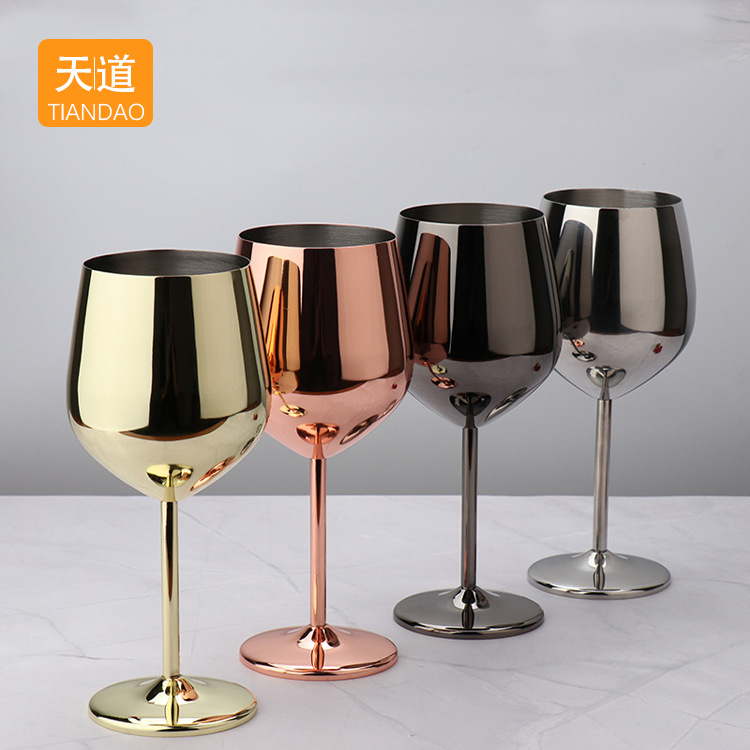 Stainless steel wine glass, bar creative tall glass, 304 metal cocktail champagne glass, cross-border durable wine glass Application Scenario