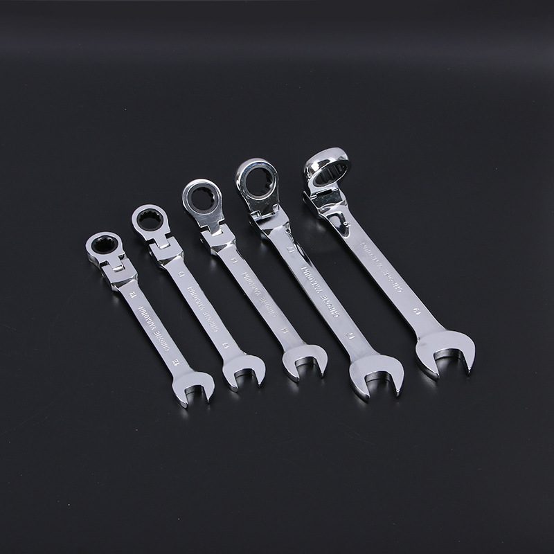 7-piece ratchet wrench set, oscillating ratchet wrench, mirror surface dual-purpose wrench, open-end set, adjustable head ratchet wrench Specification drawing