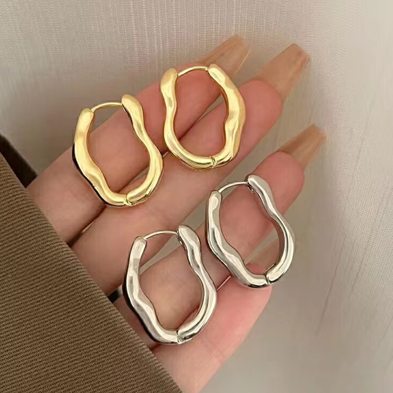 Simple and versatile, irregular geometric ear buckles for women, light luxury, niche and versatile, high-end ear studs, cold style earrings details Picture