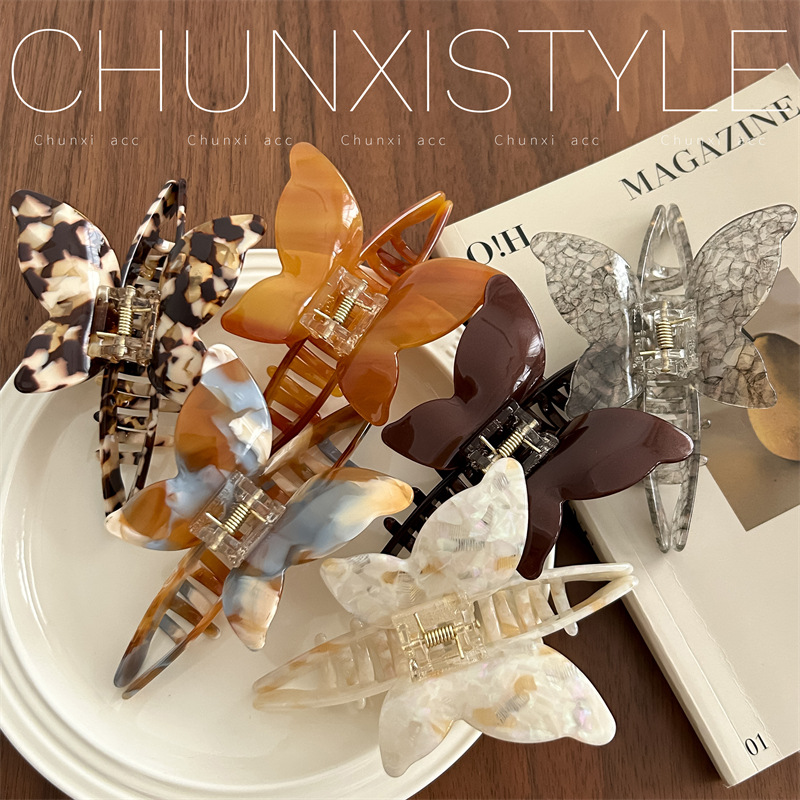 French gentle butterfly gripper, acetate board hair gripper, back of the head, hair clip, hair claw, high-end hair accessory and headwear full figure