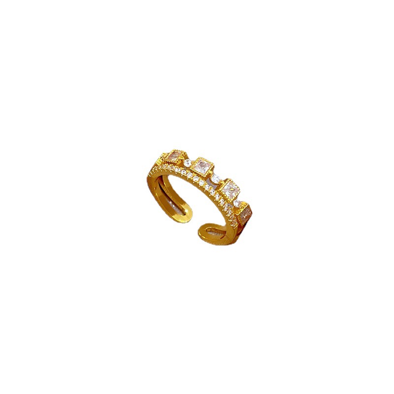 【 Real Gold 】 Couple rings, women's Instagram trendy and fashionable plain ring, adjustable open ring, cold and unique style index finger ring Item Picture