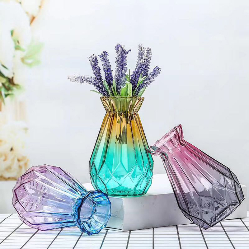 Simple dining table decoration, living room glass vase ornaments, hydroponic vases, colored glass vase ornaments Specification drawing