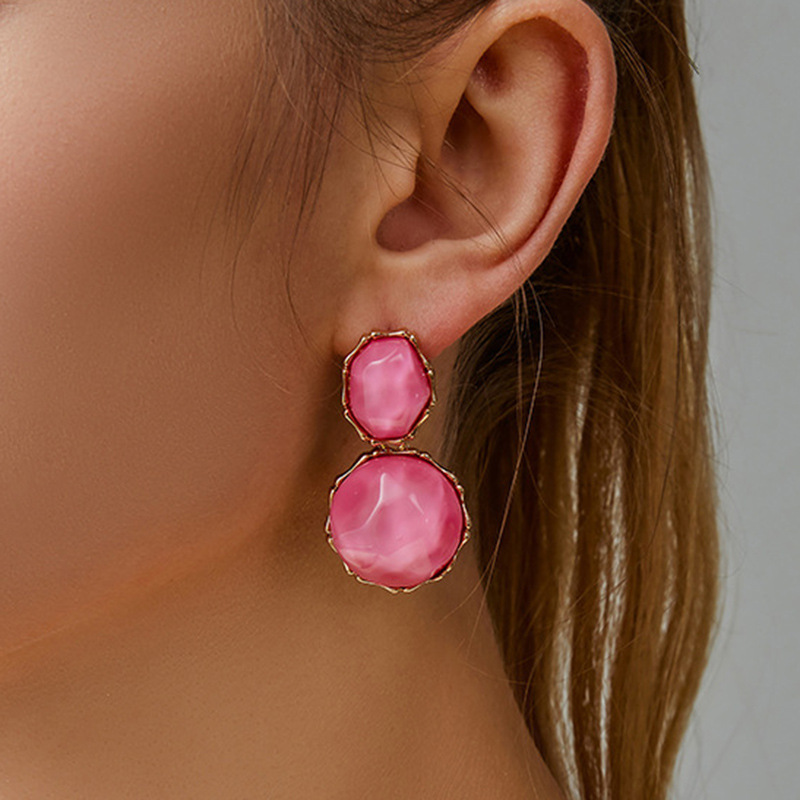European and American InS-style irregular round earrings, Japanese and Korean fresh pink peach earrings, cross-border accessories full figure