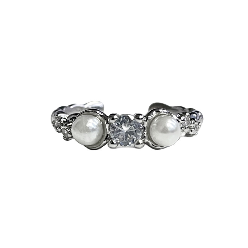 French light luxury pearl-inlaid open ring, a high-end, sweet and cool, exquisite autumn and winter accessory, fashionable and versatile ring Item Picture