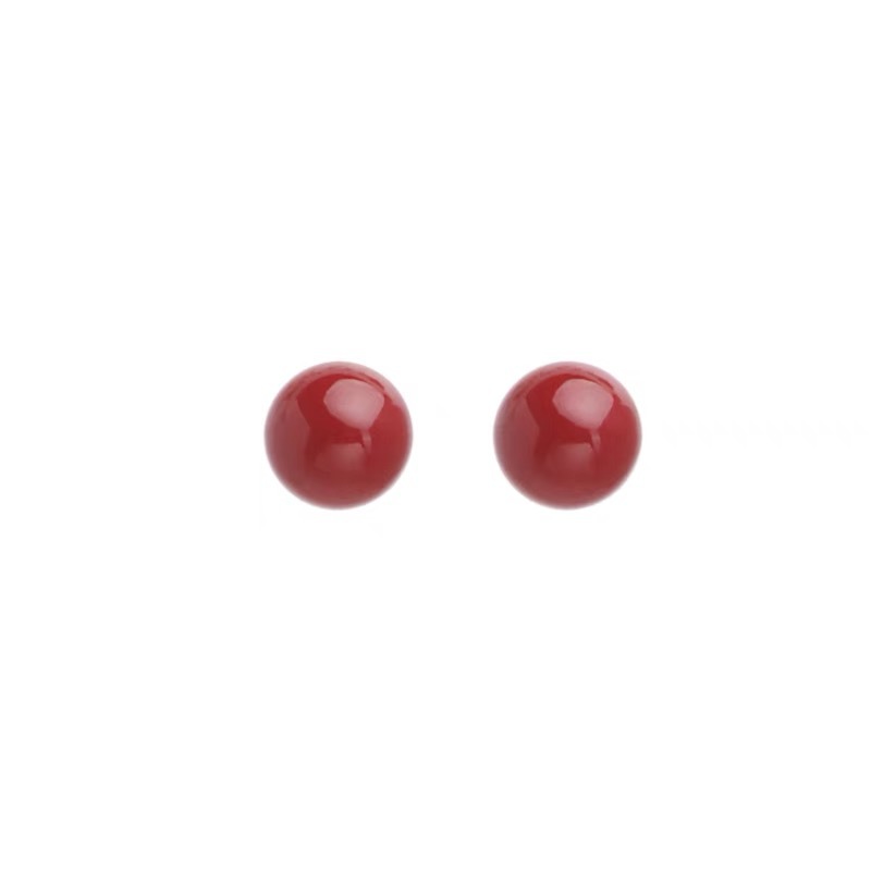 Hong Kong-style Encore wine red sugar bean pearl stud earrings for women, a new 2025 bestseller, with a niche design and a high-end feel Item Picture