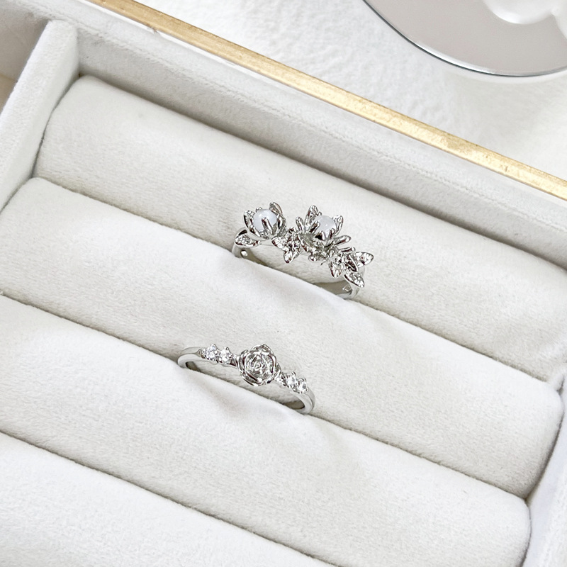 A simple and elegant rose flower fashion open ring for women on Instagram, with a cold style and a niche design Specification drawing