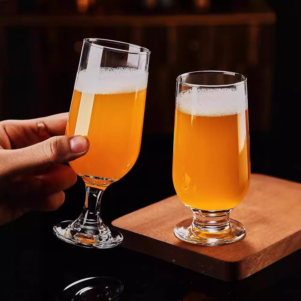 High-footed craft beer mugs, professional glass juice cups for restaurants, large-capacity drink cups, bars, taverns, KTVS details Picture