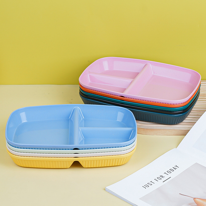 Wheat straw fat-reducing divider plates, household three-compartment divider plates, high appearance level fat-reducing plates, plastic food plates wholesale Specification drawing