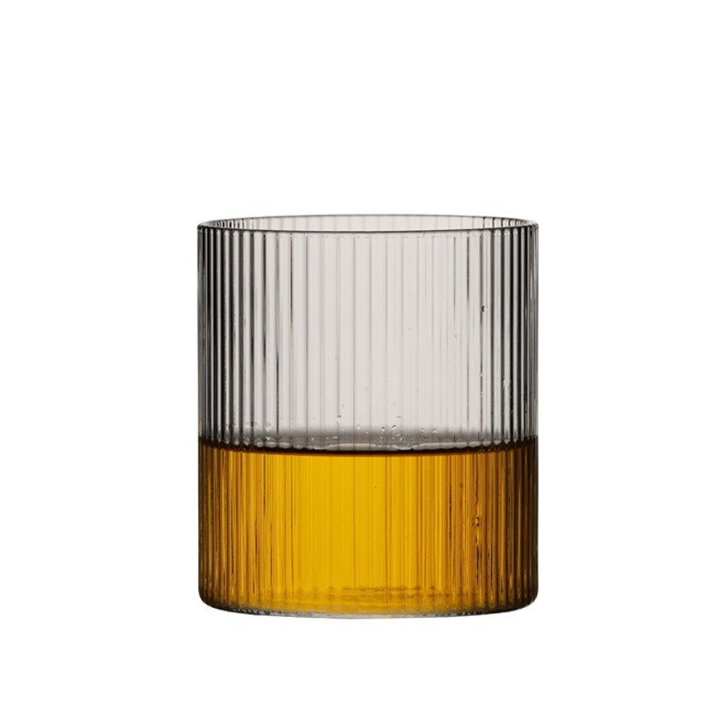 Fine-striped water cup, InS-style Japanese vertical pattern simple glass cup, home beer mug, coffee milk high borosilicate cup Item Picture