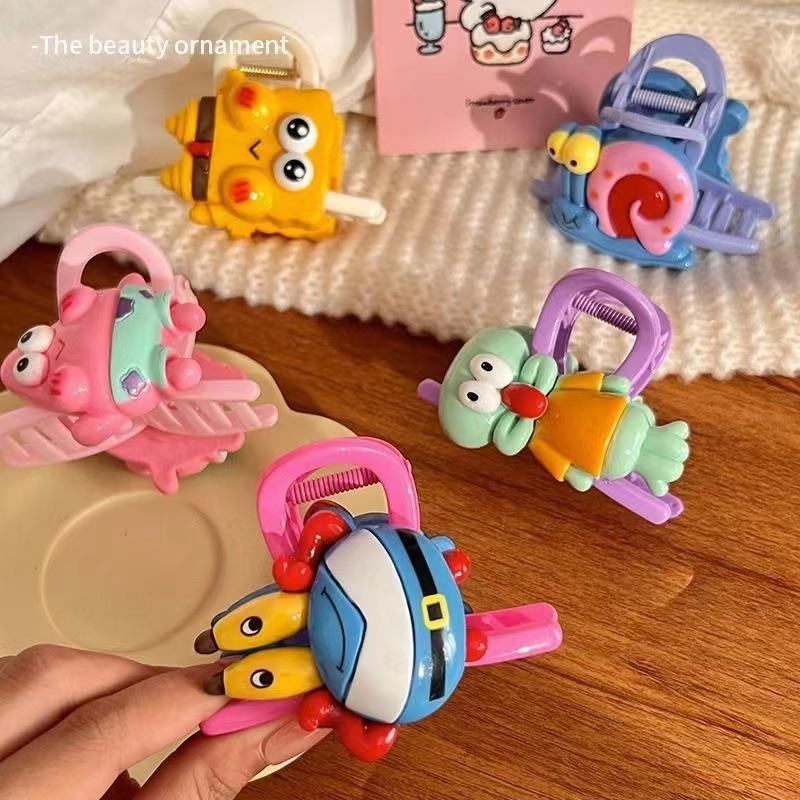 Cartoon SpongeBob SquarePants Patrick's Big Star hair clip, short hair grabber, student 2025 new style, back of the head updo shark clip Specification drawing