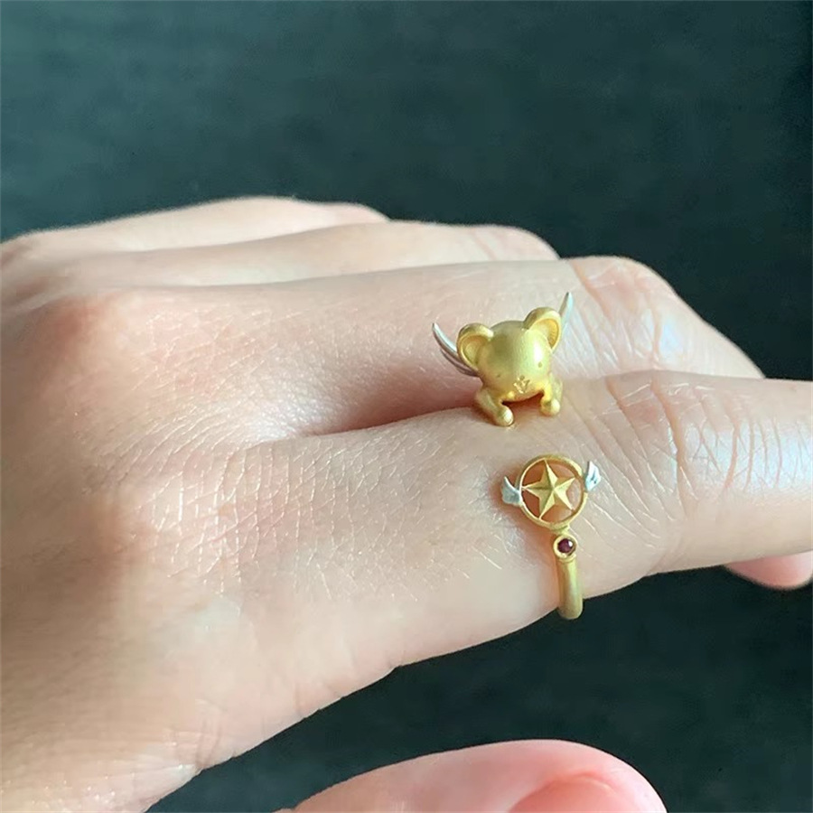The magical girl Sakura and Ko ring is a simple, versatile, sweet, cute and cartoonish high-end ring for women on Instagram Specification drawing