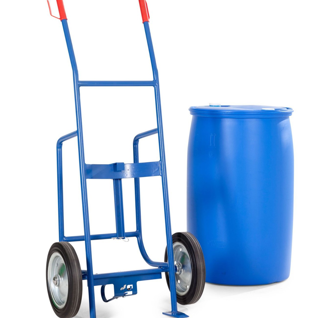 DENIOS steel round drum trolley, 205L iron and plastic drum handling trolley, oil drum unloading trolley, manual trolley Application Scenario