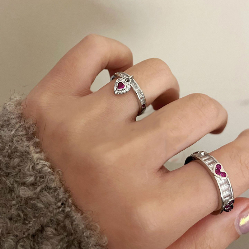 Korean niche, light luxury, and high-end open-top rings, sweet women love zircon pendants, and the cold style ring trend on Instagram details Picture