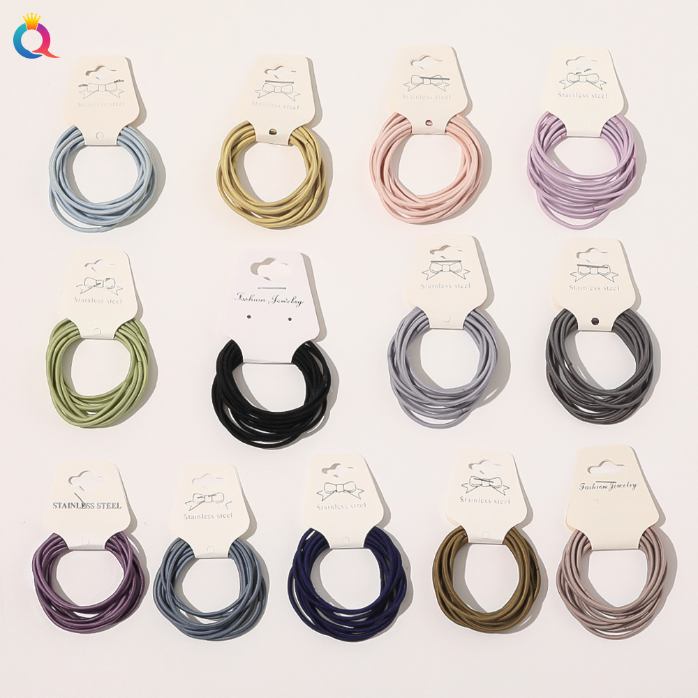 Qiyue Korean hair tie and hair band simple and thin style hair tie for girls high elasticity rubber band basic style cute style wholesale full figure