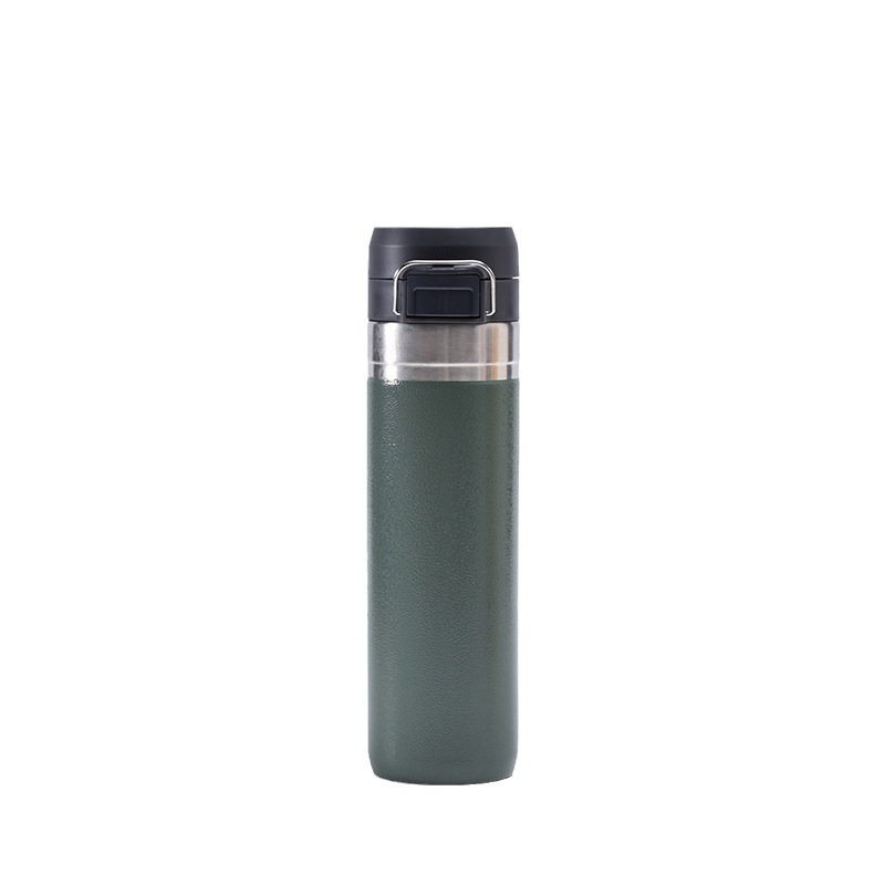 Cross-border simple vacuum double-layer 304 stainless steel bouncing cup, vacuum double-layer insulated cup, outdoor portable straight cup Item Picture