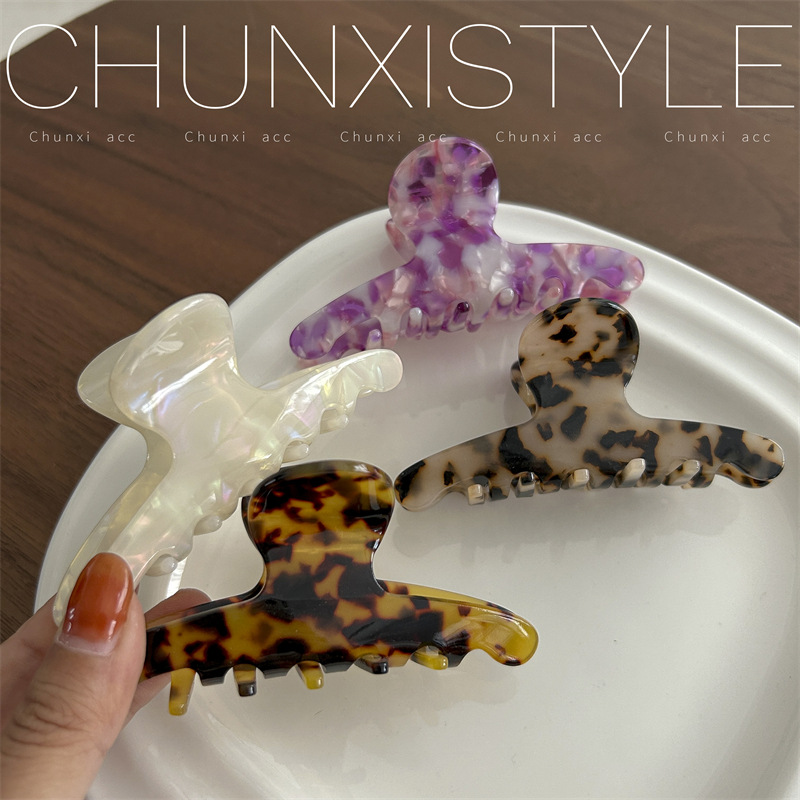 Korean shell-patterned acetate hair clips for women's back of the head, small hair clips, simple hair accessories, elegant clips, ins headwear Specification drawing