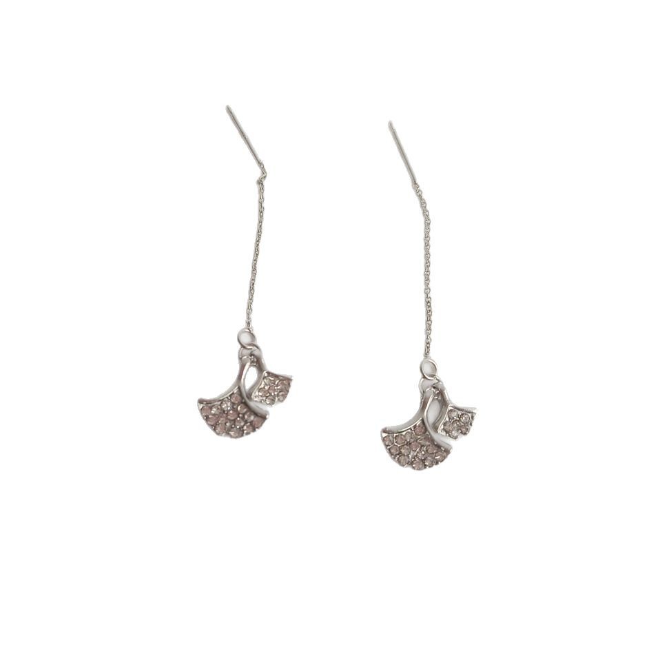 Ginkgo leaf Ear Thread Ethereal earrings 2023 New bestseller, niche design sense, high-end cool style, face-slimming earrings Item Picture