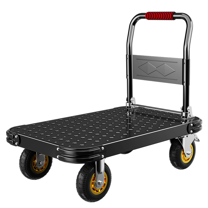 Trolleys, small trolleys, flatbed trolleys, silent and foldable large trolleys, handling trolleys, steering wheels, thickened iron plate trailers Item Picture