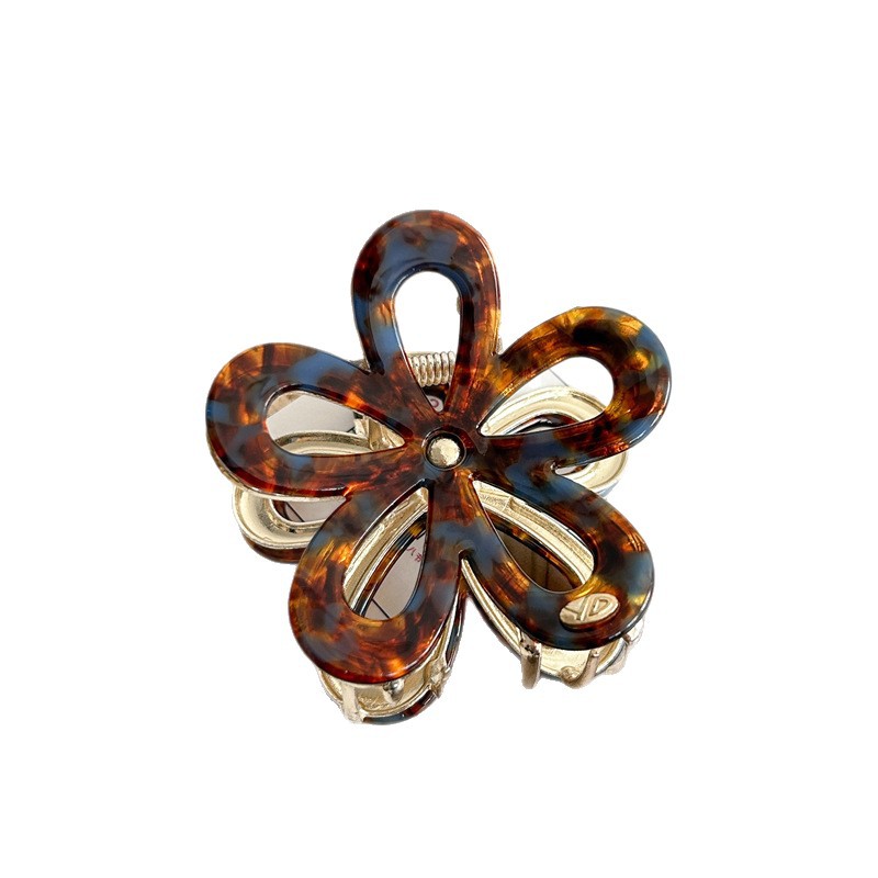 Retro acetate metal flower medium-sized gripper, half bun hair gripper at the back of the head, hair clip clip, hair accessory, headwear Item Picture