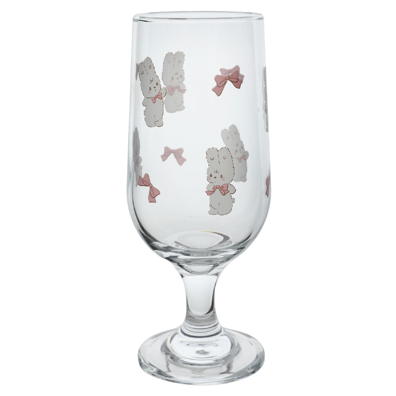 Bolimei cartoon-style glass cups, tall glasses, girlish breakfast juice cups, milk water cups, rabbits Item Picture