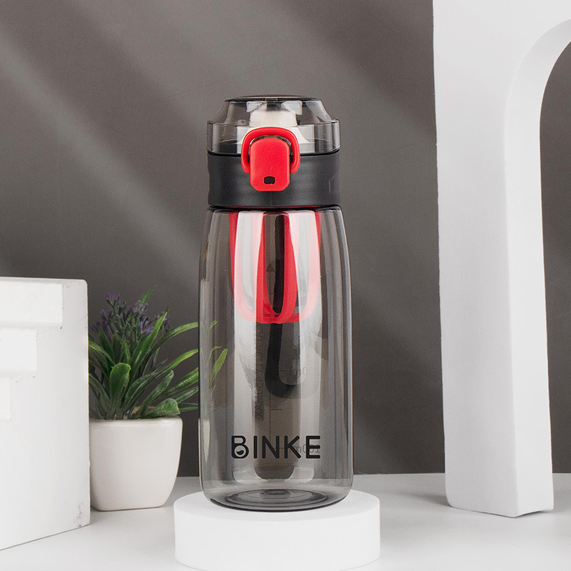 Sports and fitness cups with scale tea strainers, portable sports plastic water cups for students, wholesale space cups, advertising gifts details Picture
