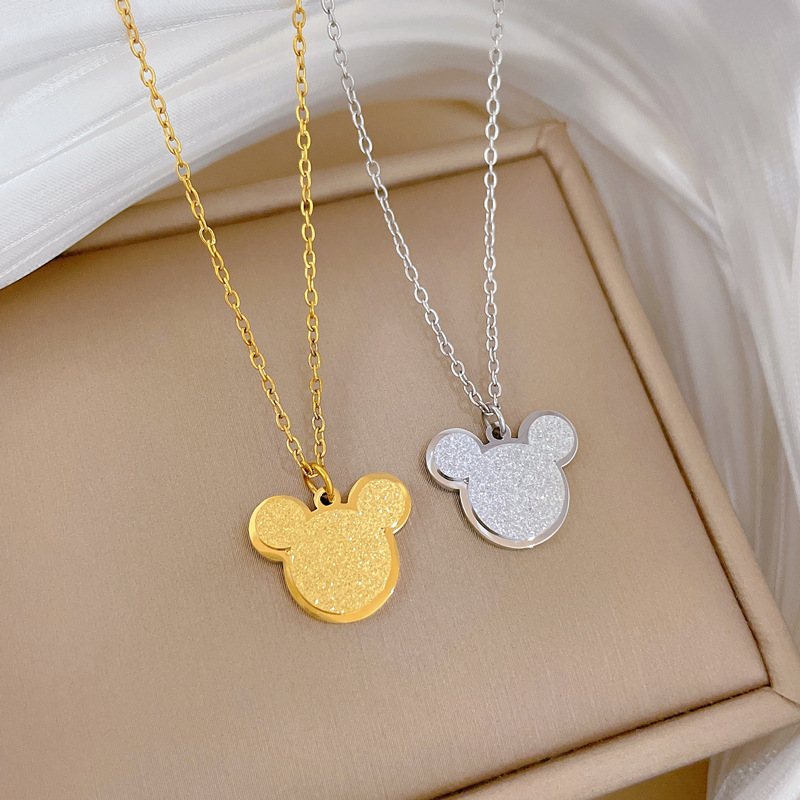 【 All-titanium Steel 】 Minimalist style gold foil mouse furnace, real gold necklace, female Instagram influencer collarbone chain accessory full figure