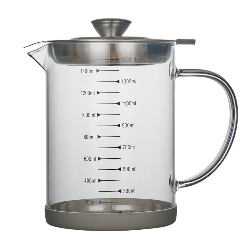 Stainless steel high borosilicate glass oil pot, oil filter wonder, oil residue and oil bottle filter, kitchen glass oil pot Item Picture