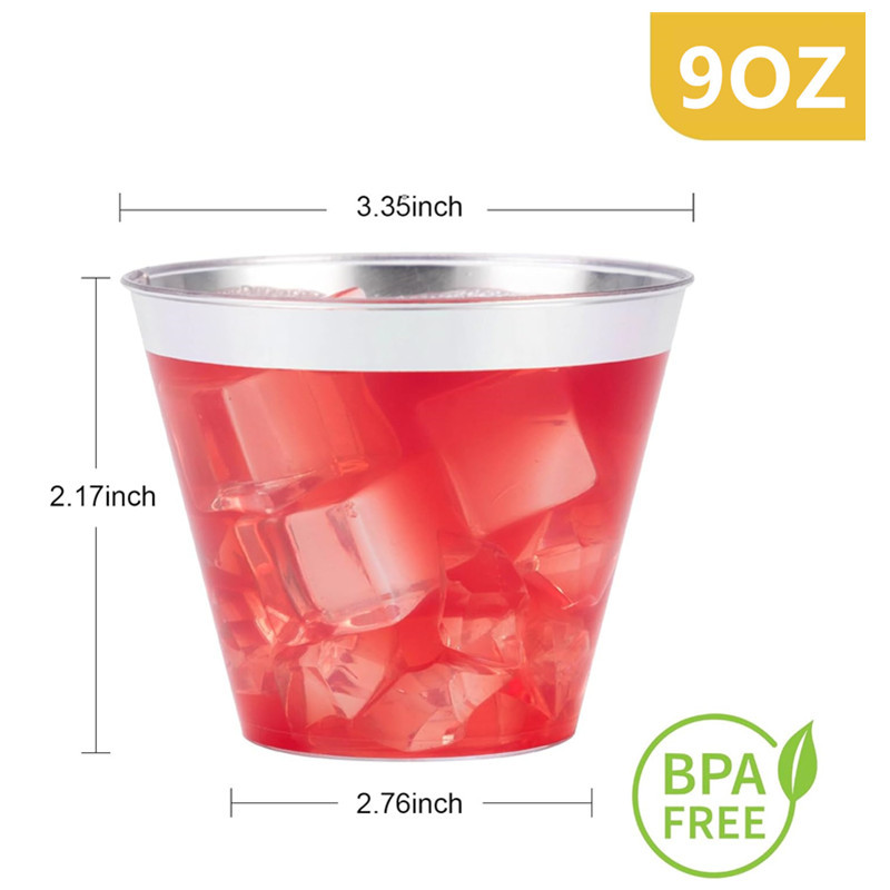 Wholesale 9-ounce transparent champagne glasses are suitable for parties, weddings, disposable champagne glasses and plastic cocktail glasses details Picture