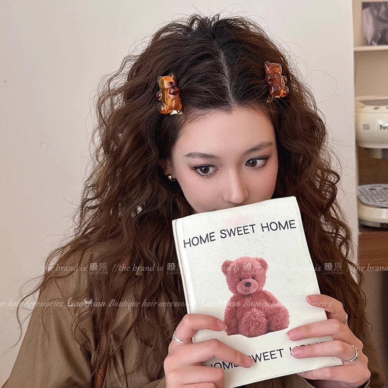 Korean juice bear pair of bangs clip headwear and hair clips, new high-end side duckbill clips and cute hair accessories for women full figure