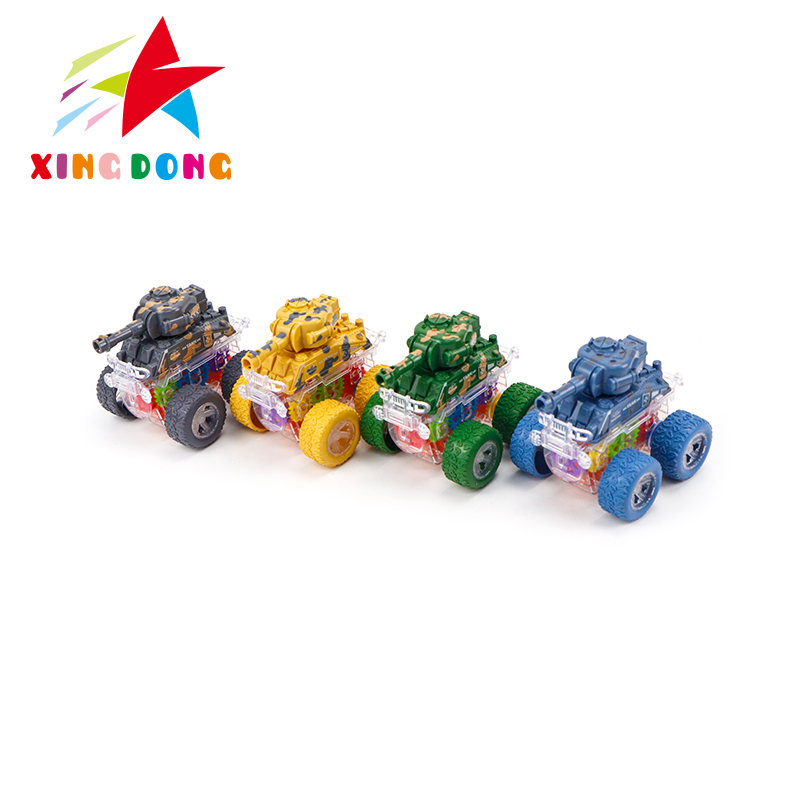 Children's toy car colorful/four-wheel drive/dual-inertia stunt tank car display box packaging YM-1108F details Picture