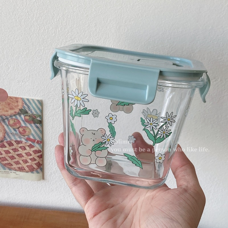 Bolimei Daisy Bear Food Preservation Bowl, heat-resistant glass food preservation box, covered soup bowl, portable glass bowl Application Scenario