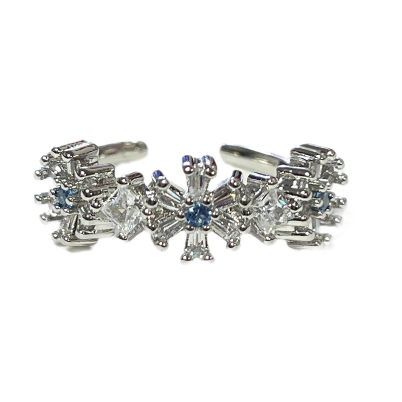 Sweet and cool Korean-style flower-inlaid zircon fashion open ring, a niche design for women, versatile and elegant, light luxury ring Item Picture