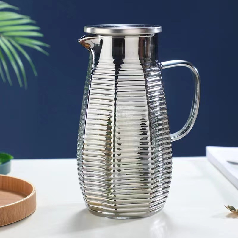 Hammer-patterned glass cold water bottle, large-capacity beverage tea water bottle, high-temperature explosion-proof glass water bottle with handle, cold water bottle with boiling water Specification drawing