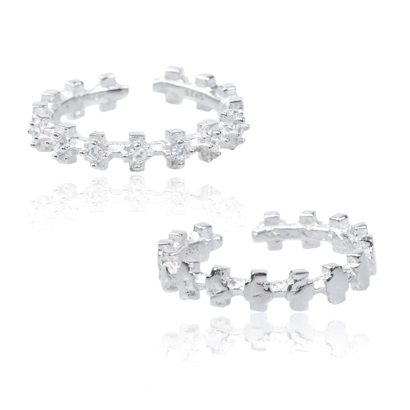 Simple and individual, layered gear opening ring, women's niche design, cross, high-end feel, ins cold style ring full figure