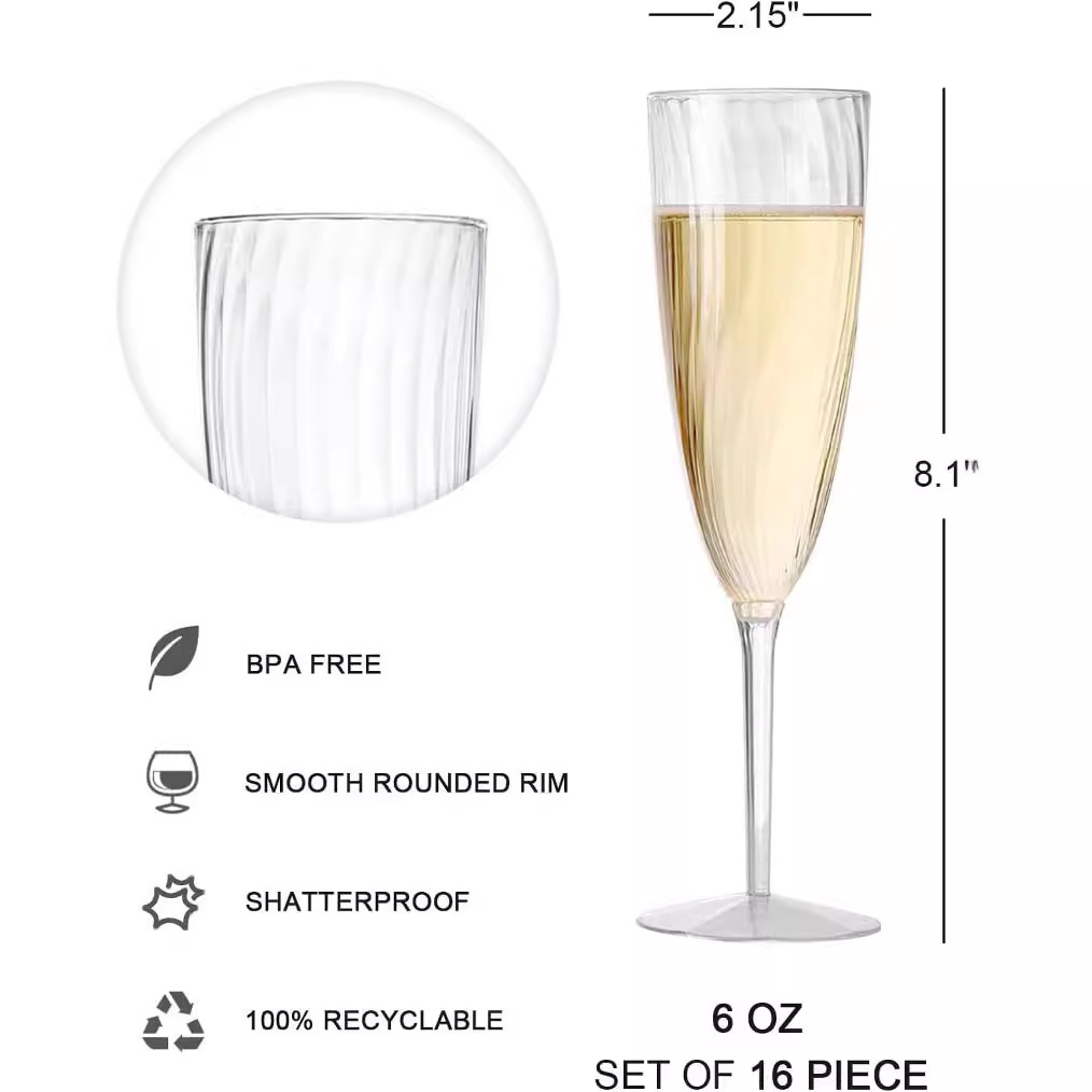 Wholesale plastic cocktail glasses 180ML, suitable for birthday parties, wedding parties, disposable champagne glasses factory details Picture