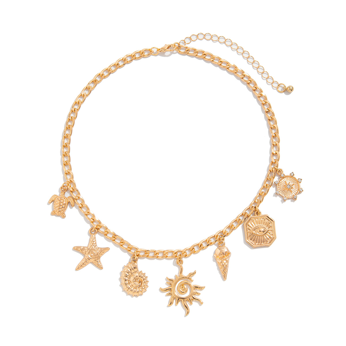 European and American cross-border accessories summer beach series diy pendant collarbone chain fishtail starfish necklace creativity Item Picture