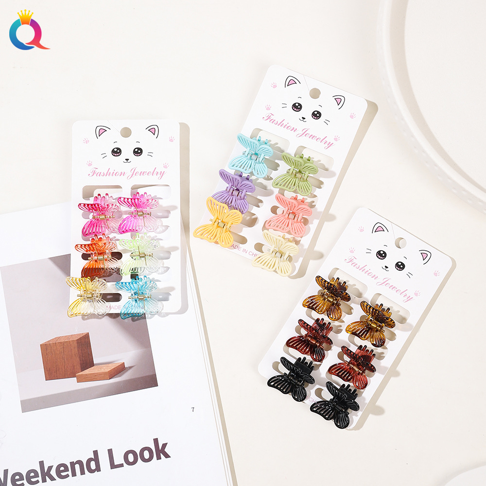 Qiyue Butterfly Small Grab Clip, small hair clip, color 6 pieces, bangs, grab, women's headwear and hair accessories wholesale Specification drawing
