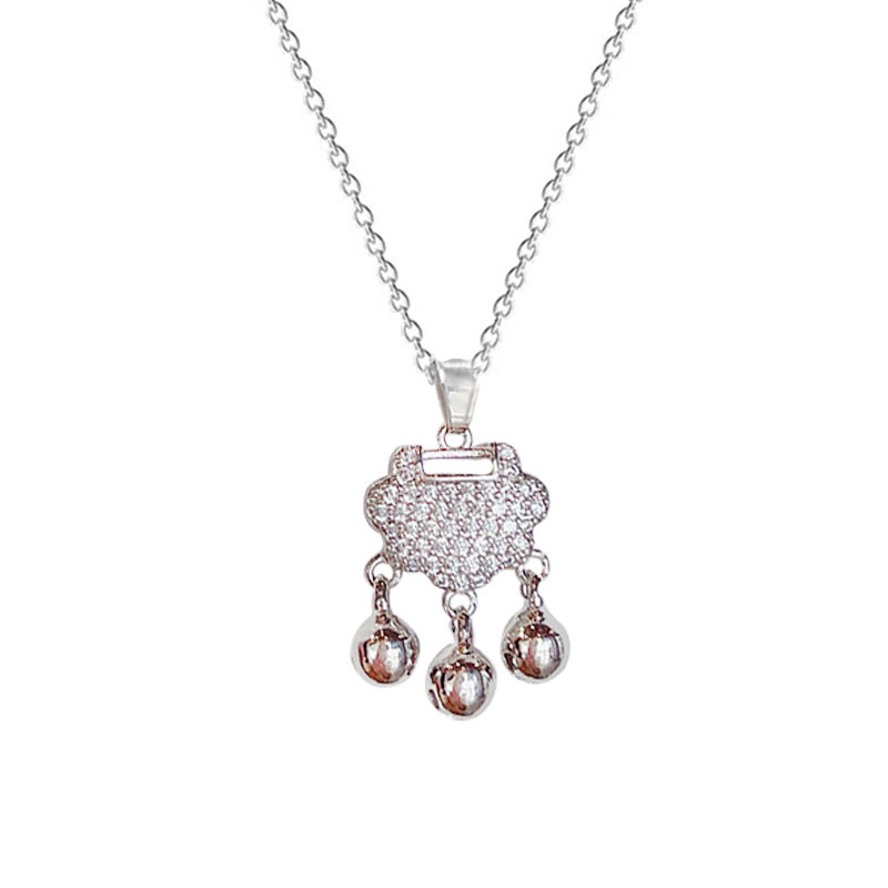 Ethnic-style ruyi peace Lock bell pendant necklace, a new niche women's collarbone chain, light luxury and simple necklace wholesale Item Picture