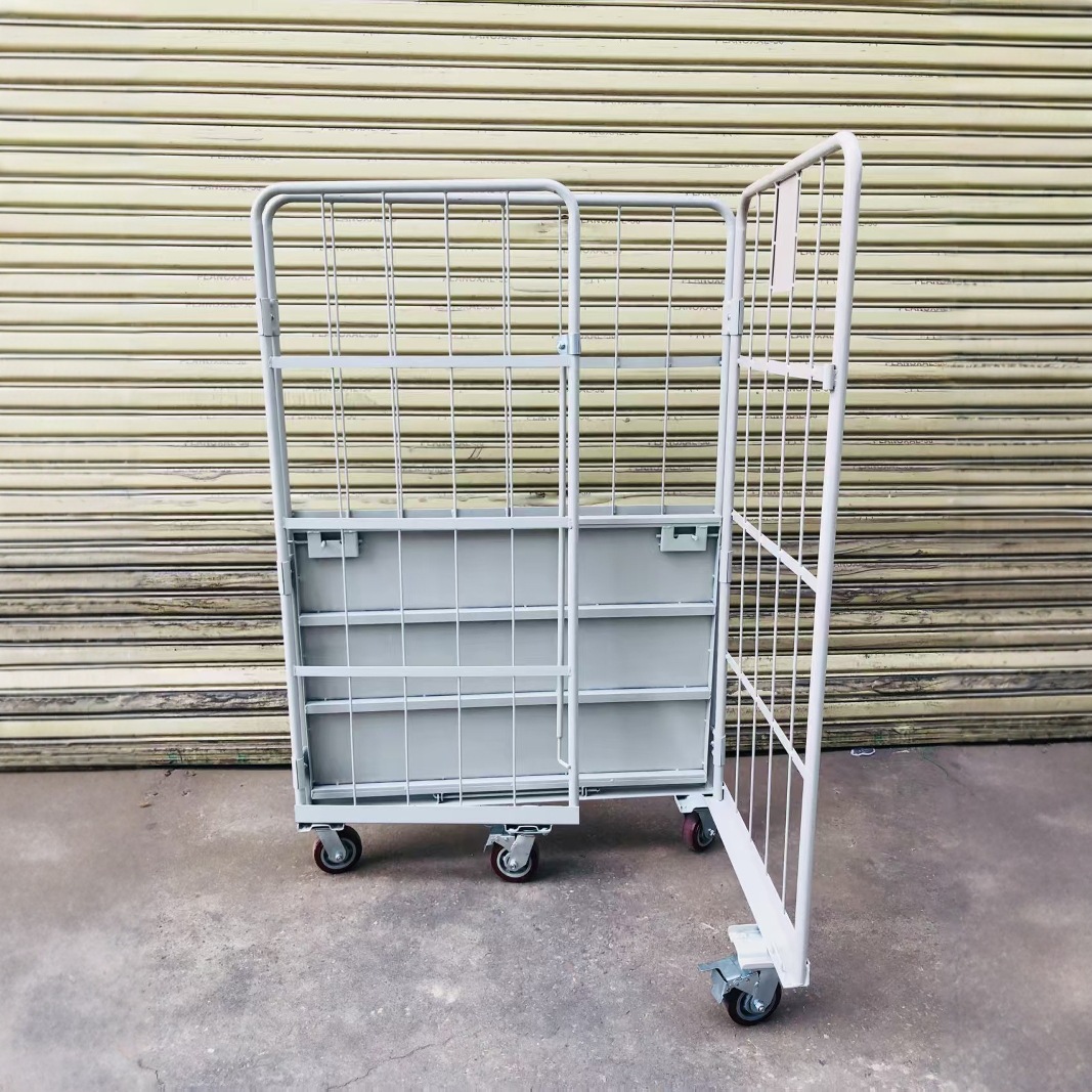 Mobile folding logistics trolley, factory warehouse, warehouse, supermarket, express delivery, transportation, sorting, sorting, linen turnover cage trolley Specification drawing