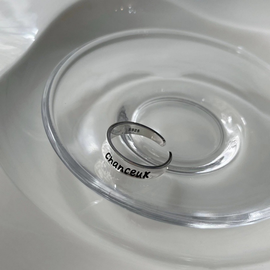Korean version lucky ring s925 silver niche design high-end ring, simple, fashionable and versatile open index finger ring Specification drawing
