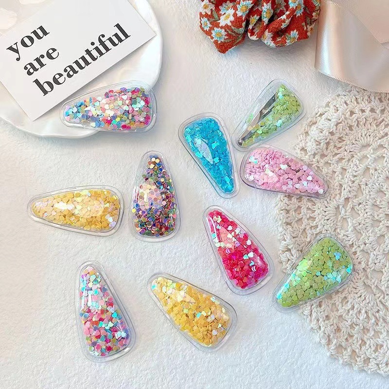Douyin's best-selling flowing sand bb clips, PVC sequined children's hair clip covers, diy hair accessories, hair clips, head accessories, and auxiliary materials wholesale full figure