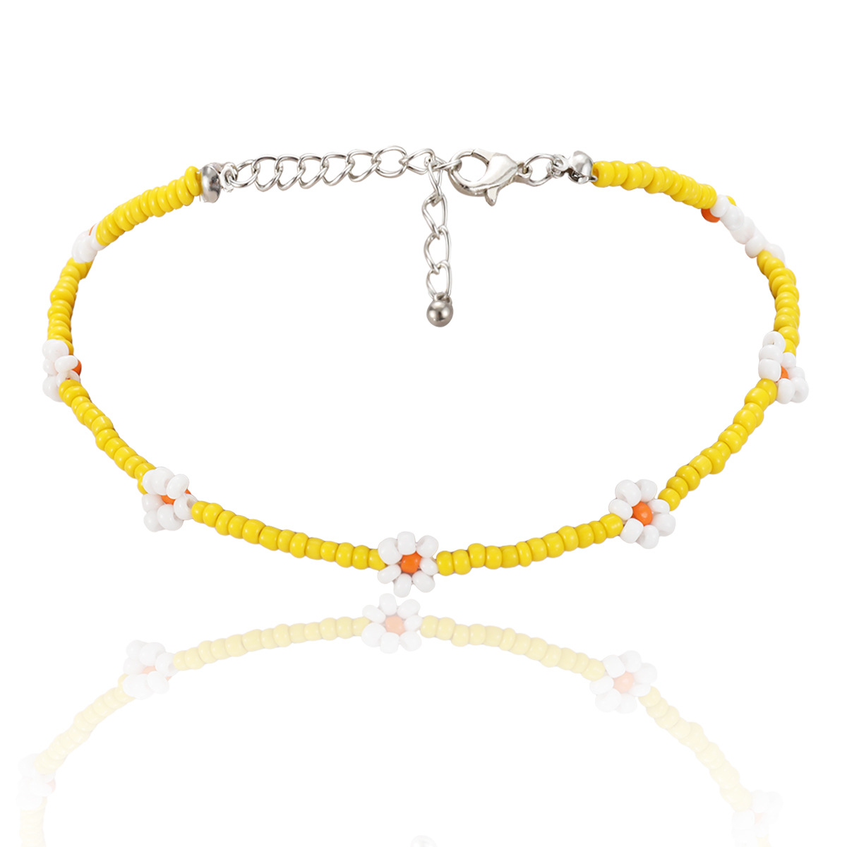 European and American cross-border jewelry, personalized colorful beaded ethnic necklaces, creative rice bead woven Daisy necklaces for women Item Picture