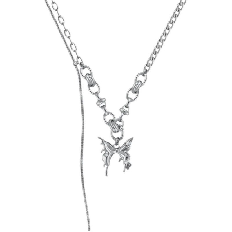 Butterfly metal spliced necklace for women in summer, Instagram hip-hop cold style, Internet celebrity collarbone chain, spice girl versatile necklace accessory Item Picture